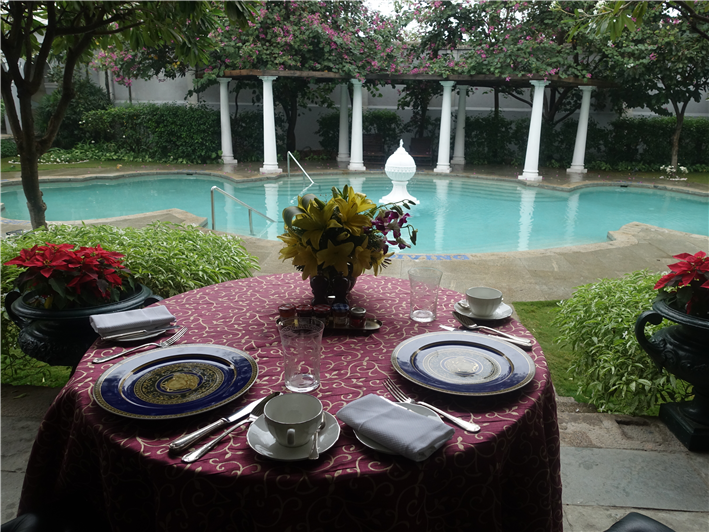 breakfast on terrace of presidential suite